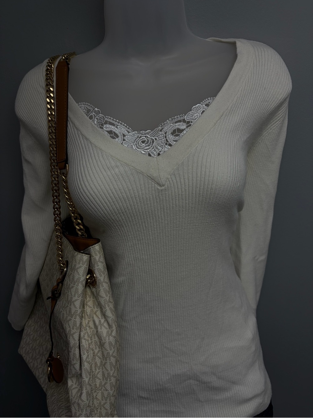 Old Navy Cream Ribbed Sweater Top